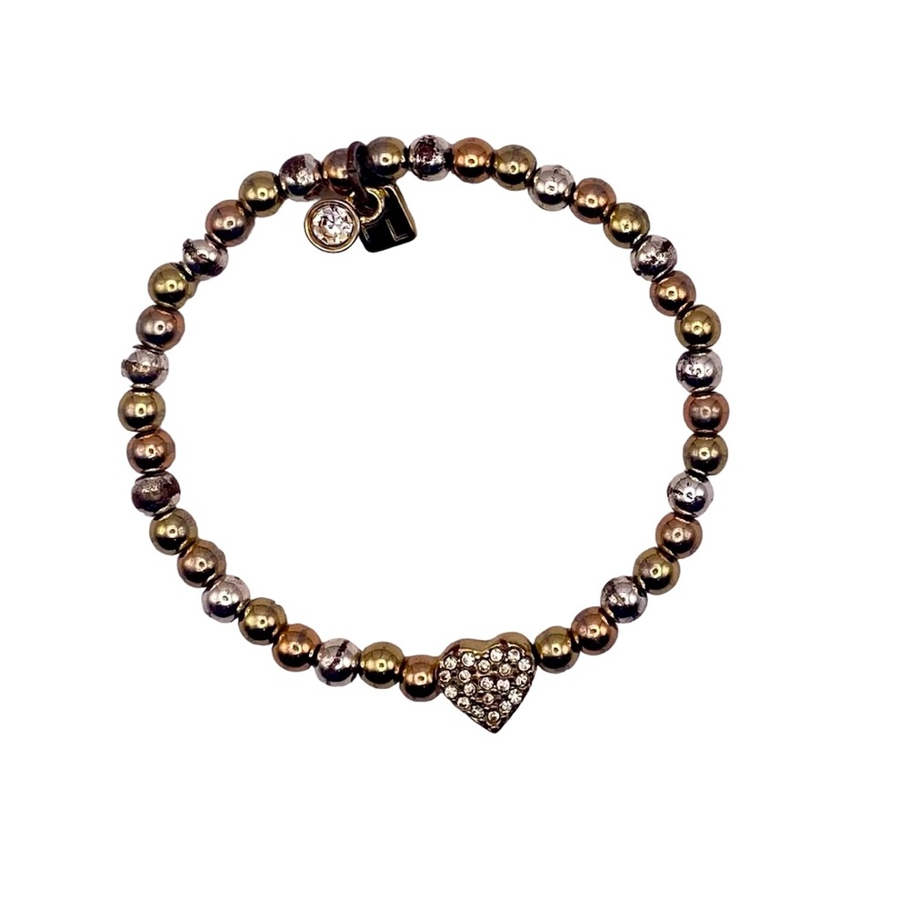 Vintage Parklane Silver and Gold Tone Pave Heart Streth Bracelet